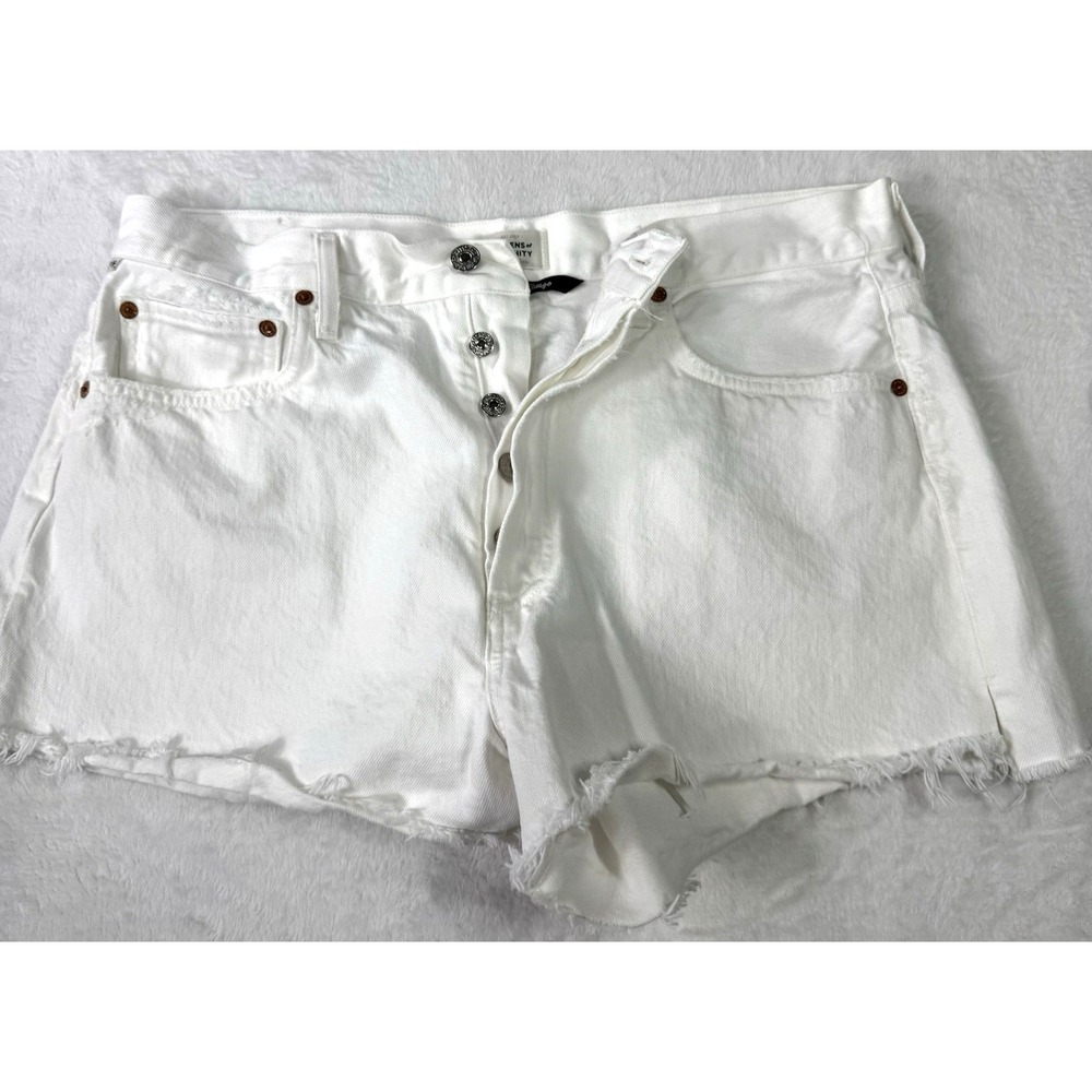 Citizens of Humanity Shorts 31 White Button Fly Marlow Premium Vintage Raw‎ Edge
